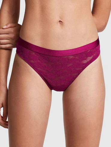 Трусики стрінги мереживні з логорезинкою бордо Wear Everywhere Lace Thong Panty