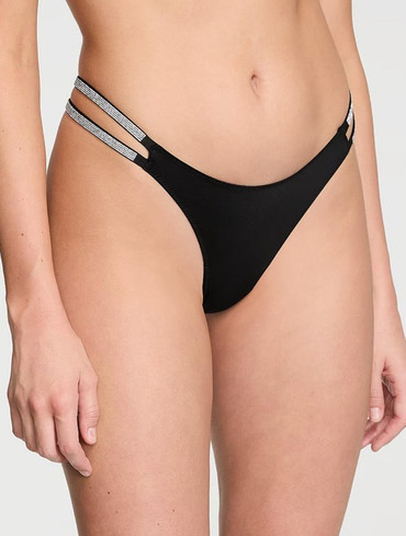 Трусики бразильяни зі стразами чорні Shine Strap Brazilian Panty