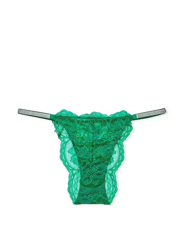 Трусики бразильяни мереживні зі стразами зелені Shine Strap Brazilian Panty