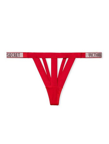 Трусики стрінги зі стразами бандажні чорвоні Shine Strap Thong Panty