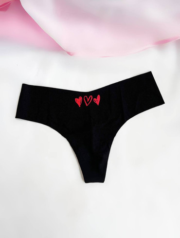 Трусики стрінги безшовні чорні No Show Thong Panty