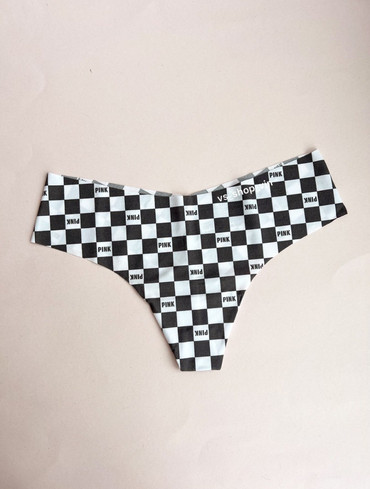 Трусики стрінги безшовні чорно-білі No Show Thong Panty