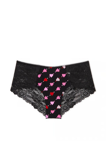 Трусики чікі безшовні з мереживом чорні No-Show Cheeky Panty