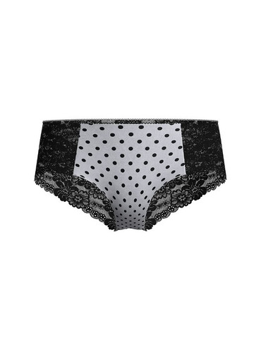 Трусики чікі безшовні з мереживом чорно-білі No-Show Cheeky Panty