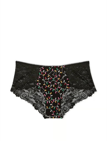 Трусики чікі безшовні з мереживом чорні No-Show Cheeky Panty