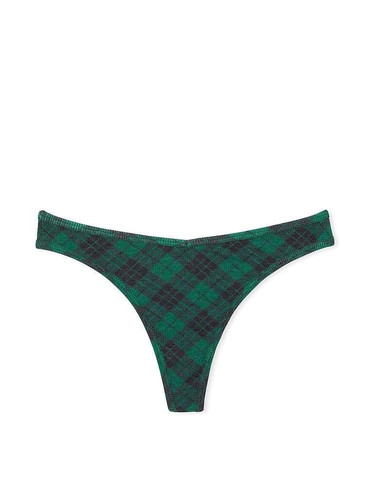 Трусики стрінги бавовняні в рубчик зелені Cotton High-Leg Thong Panty