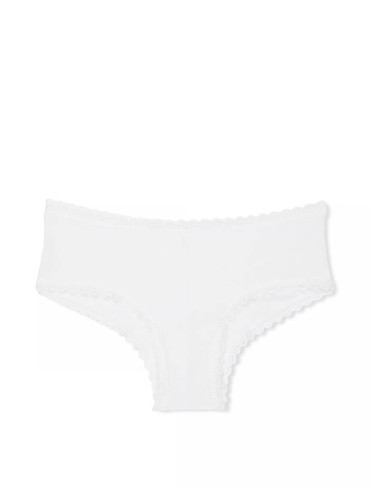 Трусики чікі бавовняні з мереживом білі Cotton Lace-Waist Cheeky Panty