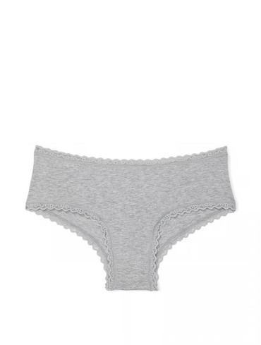 Трусики чікі бавовняні з мереживом сірі Cotton Lace-Waist Cheeky Panty