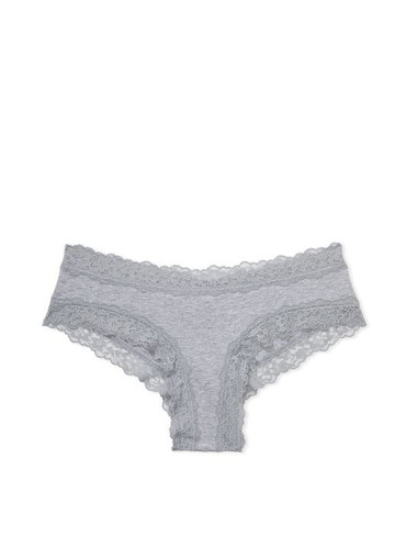 Трусики чікі бавовняні з мереживом сірі Cotton Lace-Waist Cheeky Panty