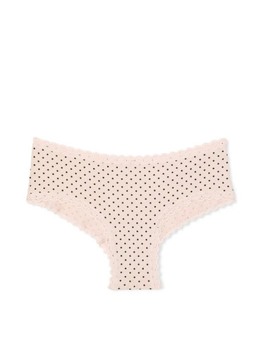 Трусики чікі бавовняні з мереживом рожеві Cotton Lace-Waist Cheeky Panty