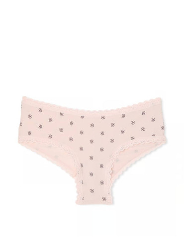 Трусики чікі бавовняні з мереживом рожеві Cotton Lace-Waist Cheeky Panty