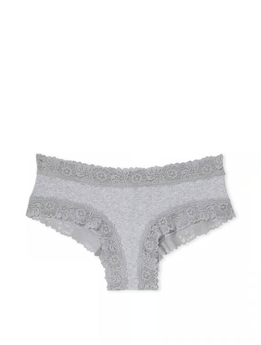 Трусики чікі бавовняні з мереживом сірі Cotton Lace-Waist Cheeky Panty