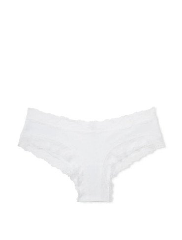 Трусики чікі бавовняні з мереживом білі Lace-Waist Cotton Cheeky Panty