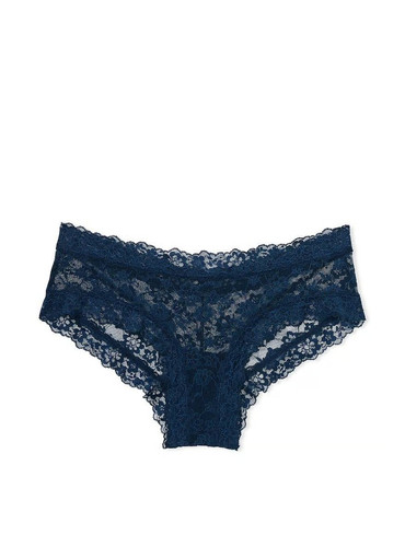 Трусики чікі мереживні темно-сині Lace Cheeky Panty