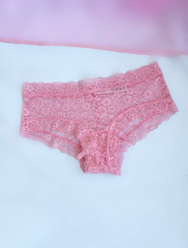 Трусики чікі мереживні рожеві Lace Cheeky Panty
