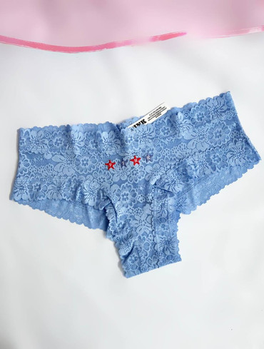 Трусики чікі мереживні блакитні Lace Cheeky Panty