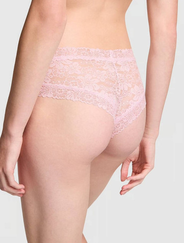 Трусики чікі мереживні рожеві Lace Cheeky Panty