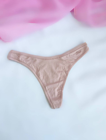 Трусики стрінги бавовняні рожеві пудра Cotton High-Leg Thong Panty
