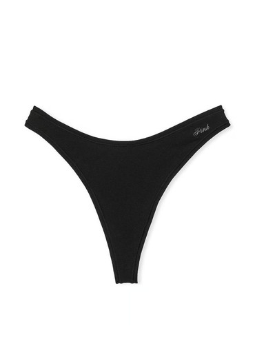 Трусики стрінги бавовняні чорні Cotton High-Leg Thong Panty