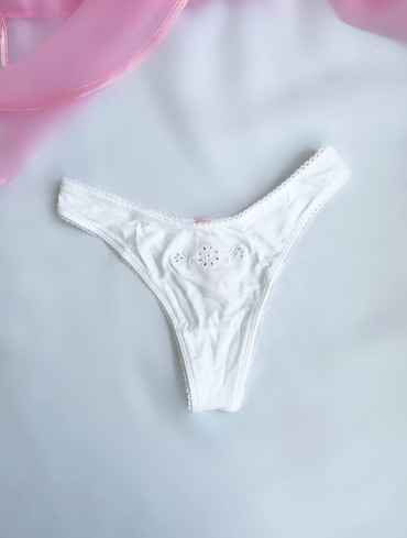Трусики стрінги бавовняні білі Cotton High-Leg Thong Panty