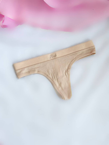 Трусики стрінги бавовняні бежеві Cotton Thong Panty