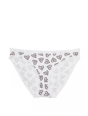 Трусики бікіні бавовняні білі Lace-Trim Cotton Bikini Panty