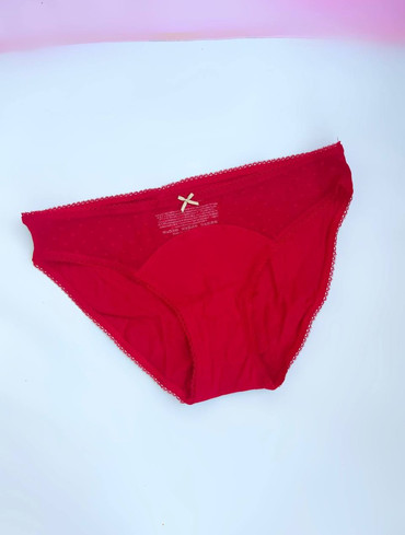 Трусики бікіні бавовняні з мереживом червоні Stretch Cotton Bikini Panty
