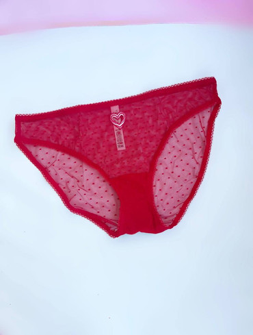 Трусики бікіні мереживні червоні Lace  Bikini Panty