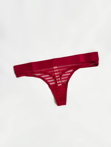 Трусики стрінги в сіточку з логорезинкою бордо Sheer Heritage Logo Thong Panty