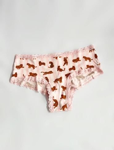 Трусики чікі бавовняні з мереживом рожеві Cotton Lace-Waist Cheeky Panty