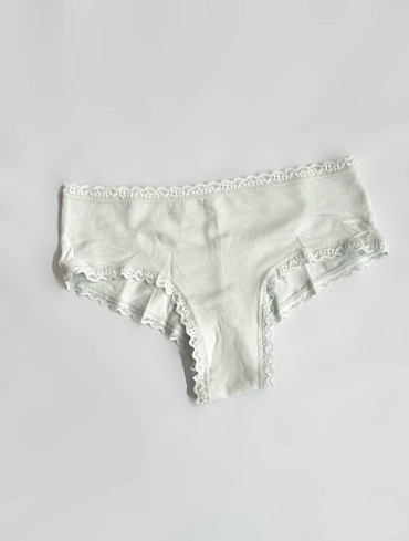 Трусики чікі бавовняні з мереживом мятні Cotton Lace-Waist Cheeky Panty
