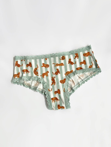 Трусики чікі бавовняні з мереживом зелені Cotton Lace-Waist Cheeky Panty