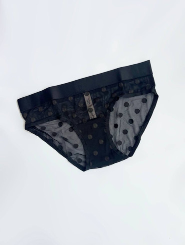 Трусики бікіні в сіточку з логорезинкою чорні Sheer Heritage Logo Hiphugger Panty