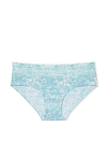 Трусики бікіні бавовняні з мереживом  блакитні Stretch Cotton Bikini Panty