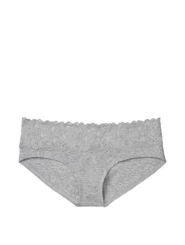 Трусики бікіні бавовняні з мереживом сірі Stretch Cotton Bikini Panty