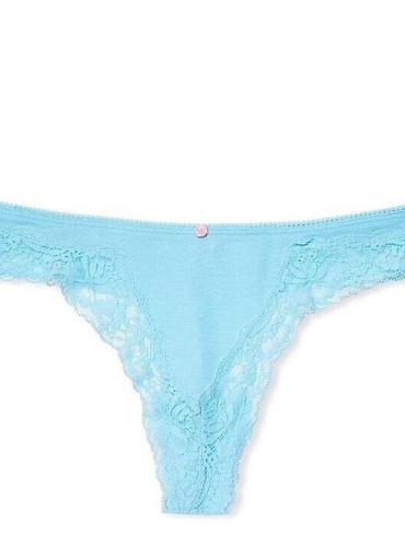 Трусики стрінги бавовняні блакитні Stretch Cotton High-Leg Scoop Thong Panty