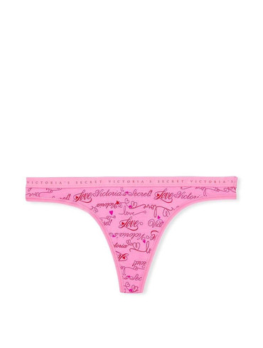 Трусики стрінги бавовняні рожеві Stretch Cotton High-Leg Scoop Thong Panty