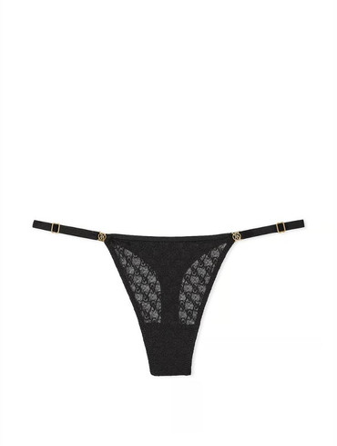 Трусики стрінги мереживні з регуляторами чорні Icon Lace Adjustable Thong Panty