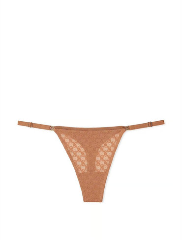 Трусики стрінги люкс мереживні з резуляторами бежеві Icon Lace Adjustable Thong Panty