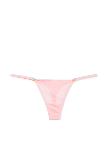 Трусики стрінги люкс мереживні з резуляторами рожеві Icon Lace Adjustable Thong Panty