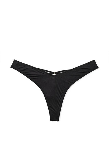 Трусики стрінги гладенькі чорні Smooth Strappy-Back High-Leg Thong Panty