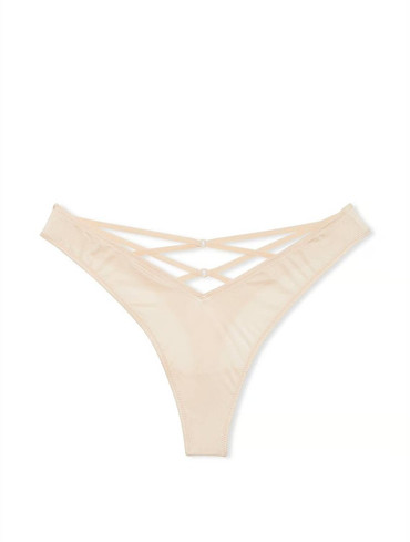 Трусики стрінги гладенькі бежеві Smooth Strappy-Back High-Leg Thong Panty