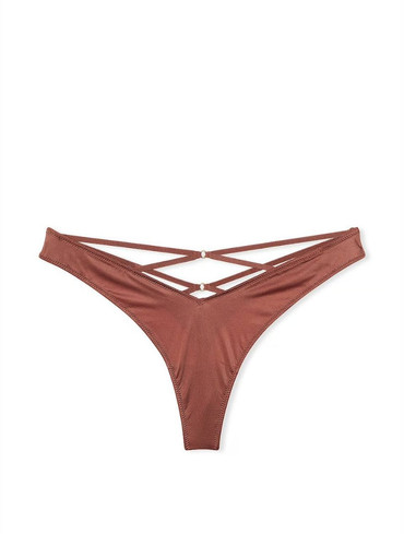 Трусики стрінги гладенькі коричневі Smooth Strappy-Back High-Leg Thong Panty