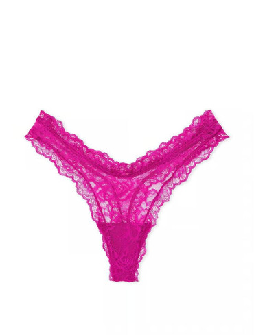 Трусики стрінги люкс мереживні рожеві Rose Lace High-Leg Thong Panty