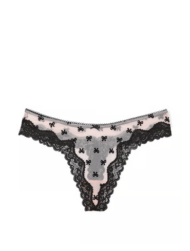 Трусики стрінги мереживні пудра Tease Mesh Lace-Trim High-Leg Thong