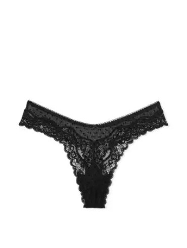 Трусики стрінги мереживні чорні Tease Mesh Lace-Trim High-Leg Thong