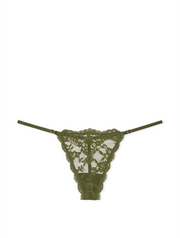 Трусики стрінги мереживні з регуляторами зелені Lace-Trim Adjustable V-String Panty