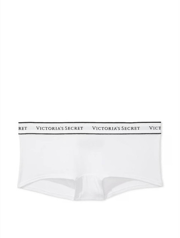 Трусики шорти бавовняні з логорезинкою білі Logo Cotton Boyshort Panty
