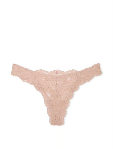 Трусики стрінги люкс мереживні бежеві Lace Thong Panty