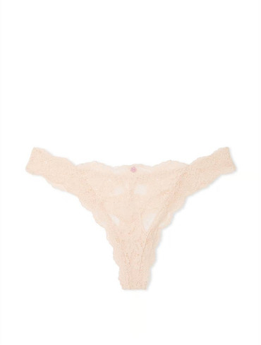 Трусики стрінги люкс мереживні бежеві Lace Thong Panty